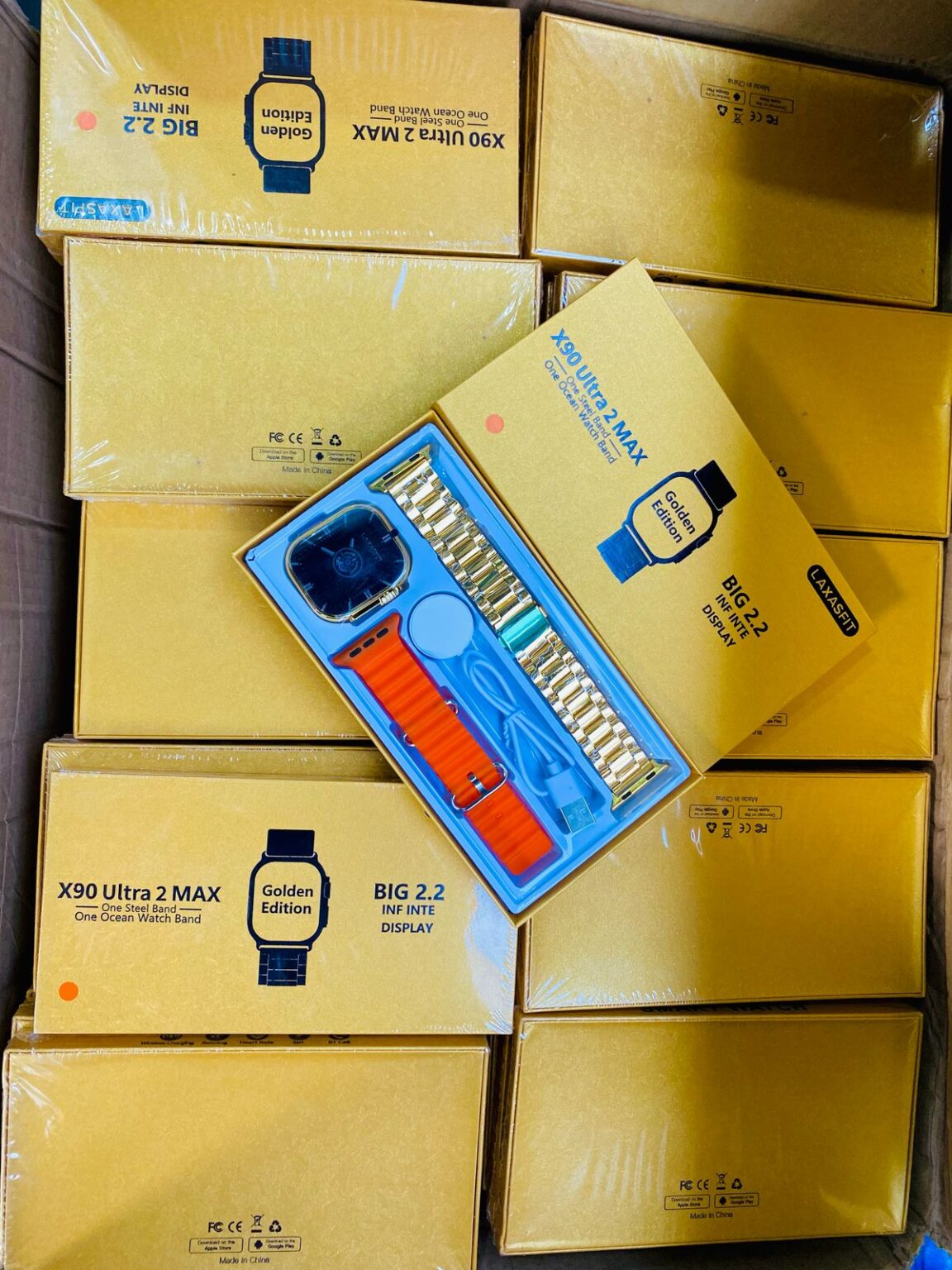 X90 Ultra 2 Max Golden Smartwatch – 2.2 Inch Big Display – Wireless Charging – 49mm – Men And Woman Wear
